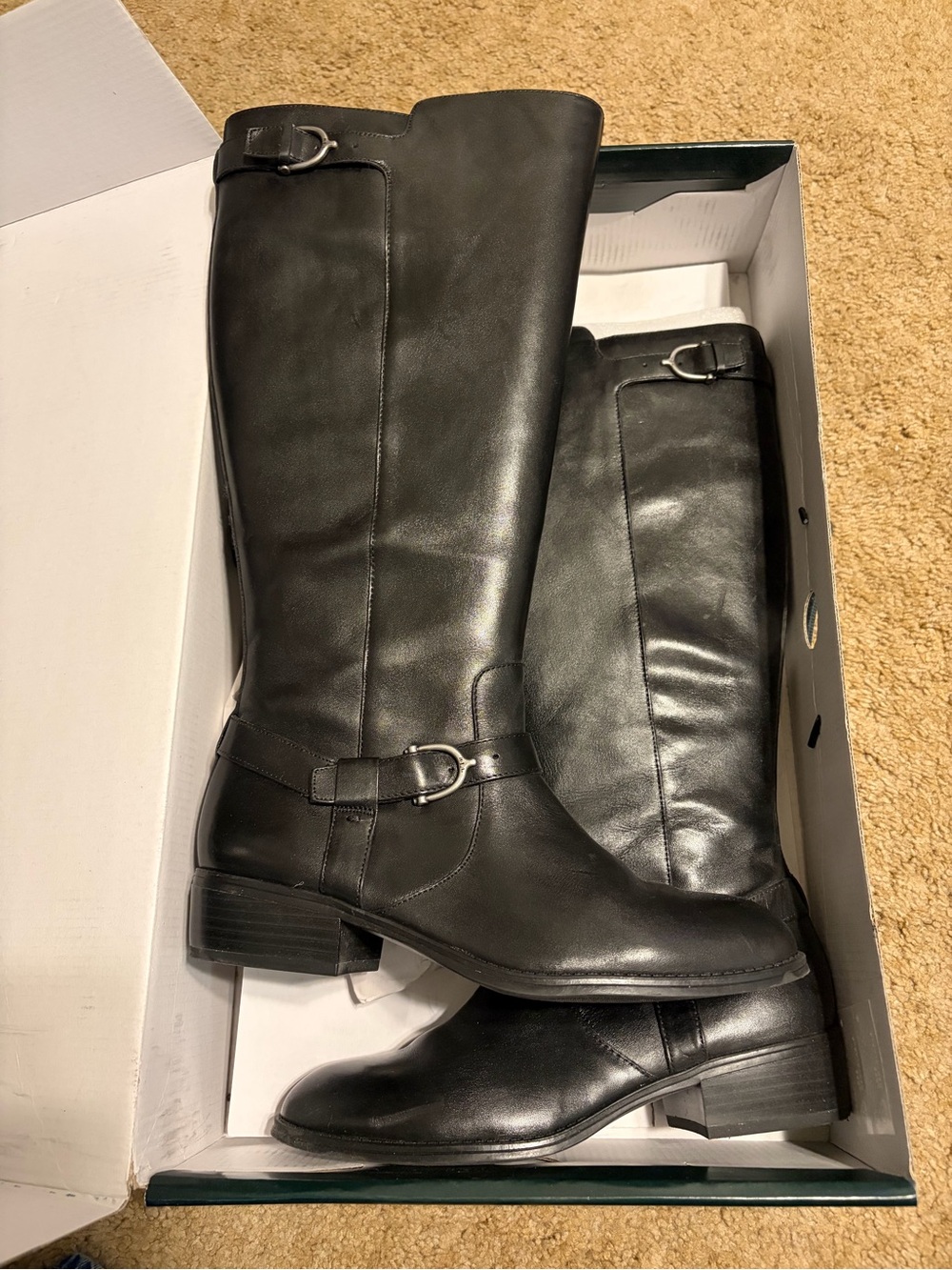 Lauren Ralph Lauren Margarite Leather Knee-High Riding Boots - Wide Calf